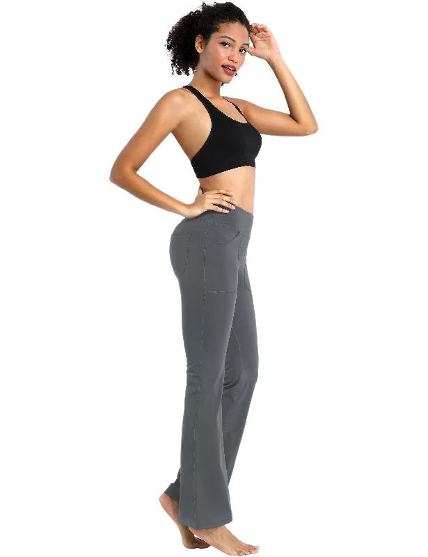 Yoga Pants for Full Coverage and Comfort -29" 31" 33" 35" Bootcut Leggings with Pockets shadowcharcoal