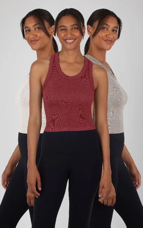 Yoga Tops for Strengthening Your Core -3 Pack Seamless Ribbed Tricolor Trio Meet and Greet Tank Yoga Tops for Strengthening Your Core -3 Pack Seamless Ribbed Tricolor Trio Meet and Greet Tank