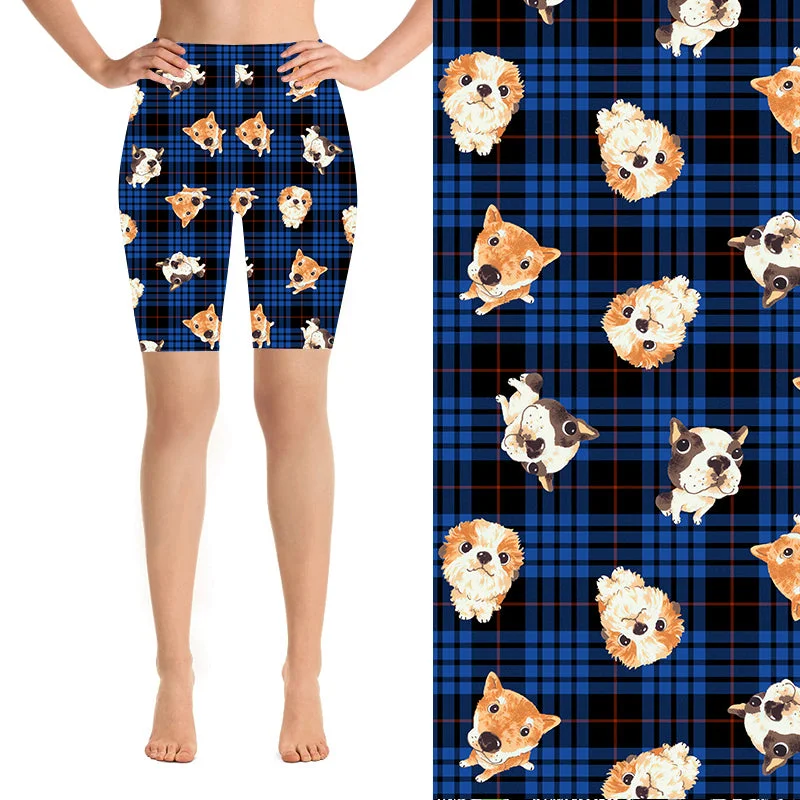 Yoga Shorts for Movement and Flexibility -24/7 Biker Shorts - Dogs In Tartan