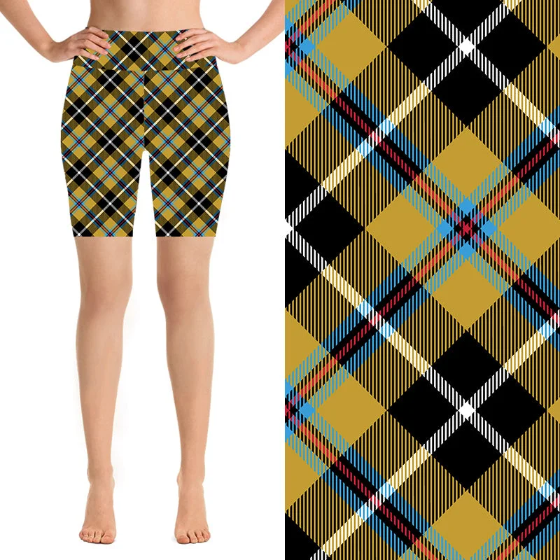 Yoga Shorts for Comfort and Movement -24/7 Biker Shorts - Cornish Tartan