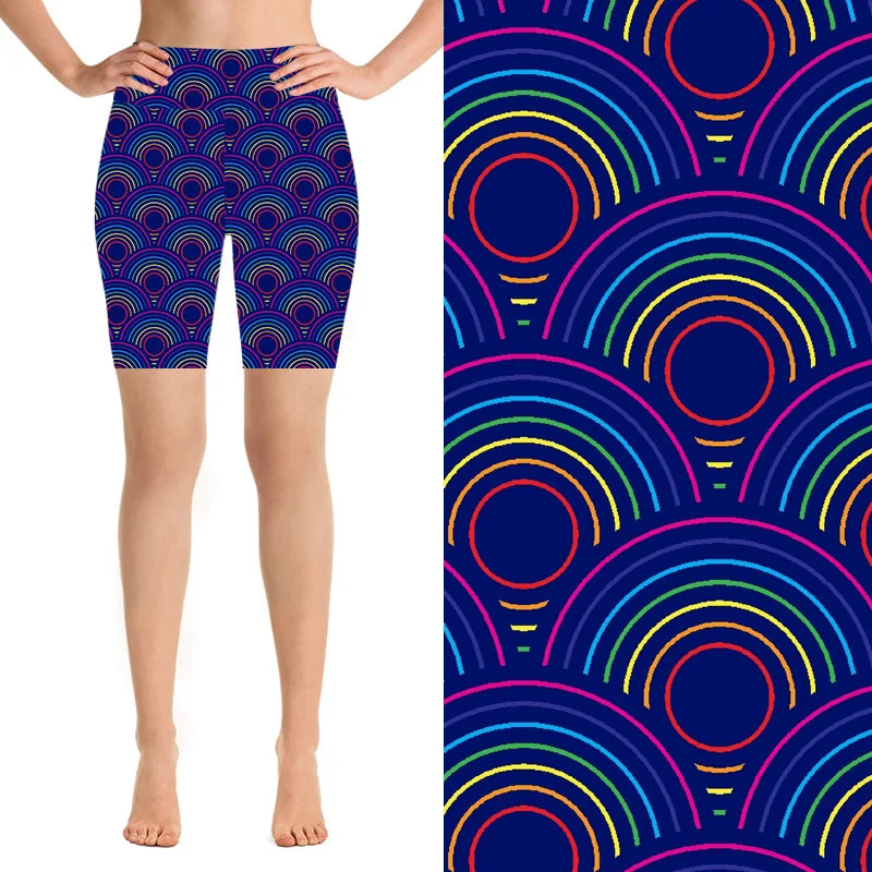 Yoga Shorts for Quick Workouts -24/7 Biker Shorts - Over the Rainbow