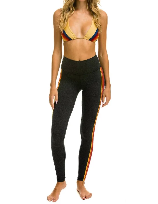 Yoga Shorts for Women’s Performance -5 Stripe High Rise Full Legging In Charcoal