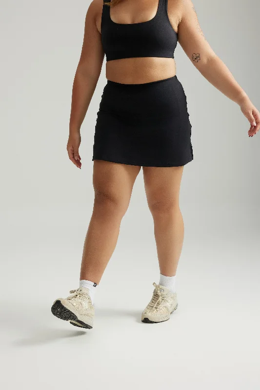 Comfortable Yoga Shorts for Yoga Practice -A-Line Skort in Black Sesame