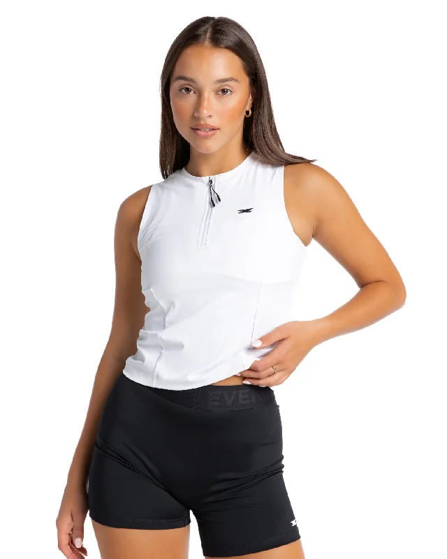 Seamless Yoga Tops for Comfort and Style -Ace Zip Tank - White