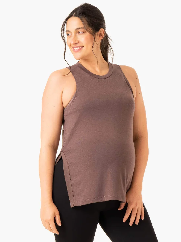 Yoga Tops for Athleisure Style -Active Bump Tank - Chocolate