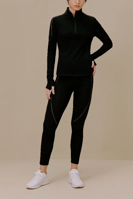 Breathable Yoga Tops for Hot Weather -Active Wool Half Zip Top
