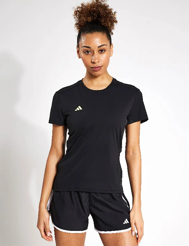 Yoga Tops with Breathable Mesh -Adizero Essentials Running T-Shirt - Black