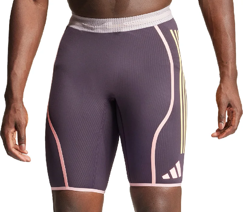 High-Waisted Yoga Shorts for Support -adidas Adizero Promo Mens Short Running Tights - Purple