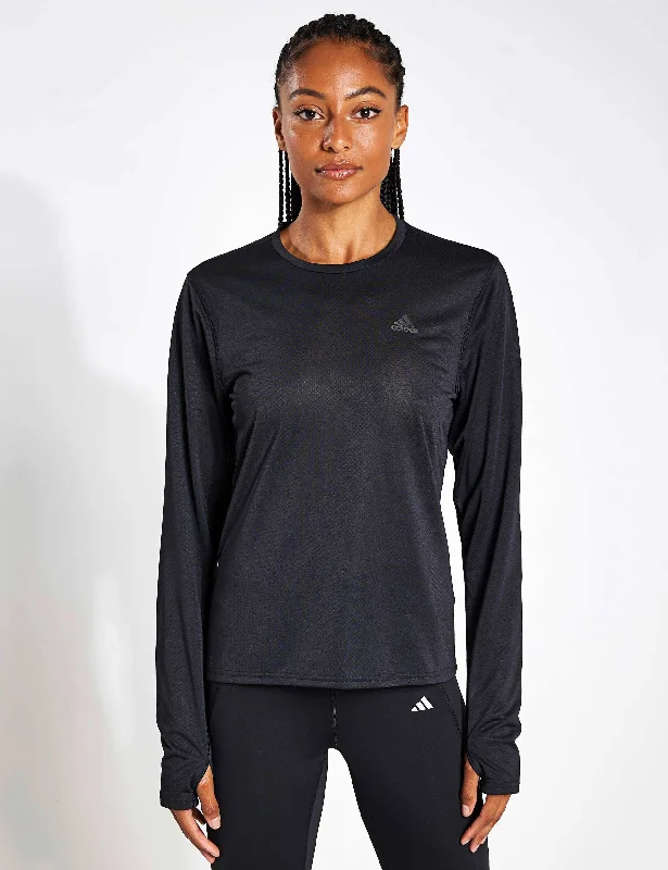 Yoga Tops for Fitness and Active Lifestyles -Run Icons Running Long-Sleeve Top - Black