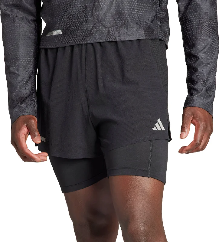 Yoga Shorts for Smooth Movement -adidas Ultimate 2 In 1 Mens Running Shorts - Black