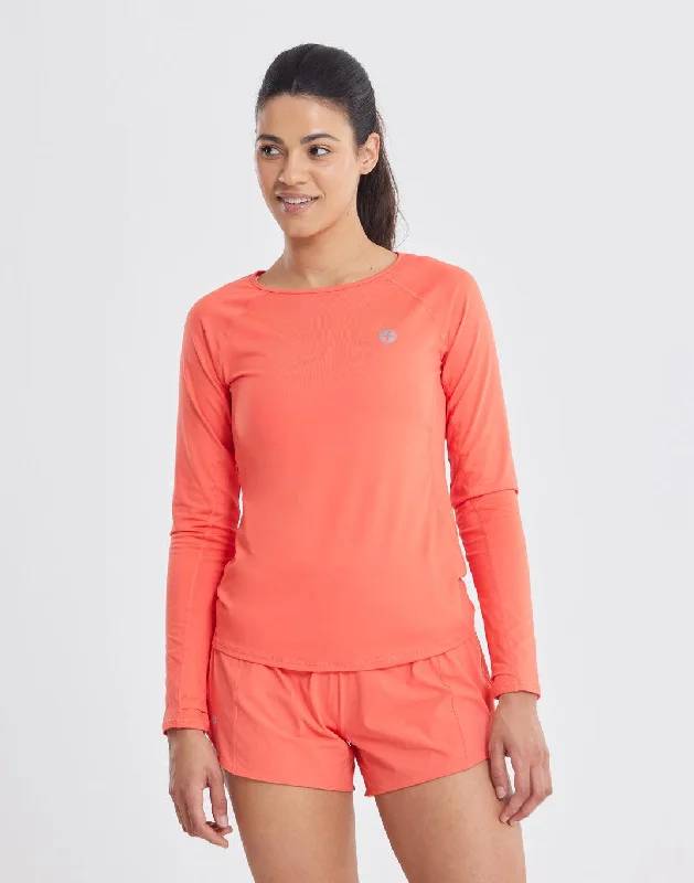 Breathable Yoga Tops for Active Yoga -Advantage Long Sleeve Tee in Watermelon
