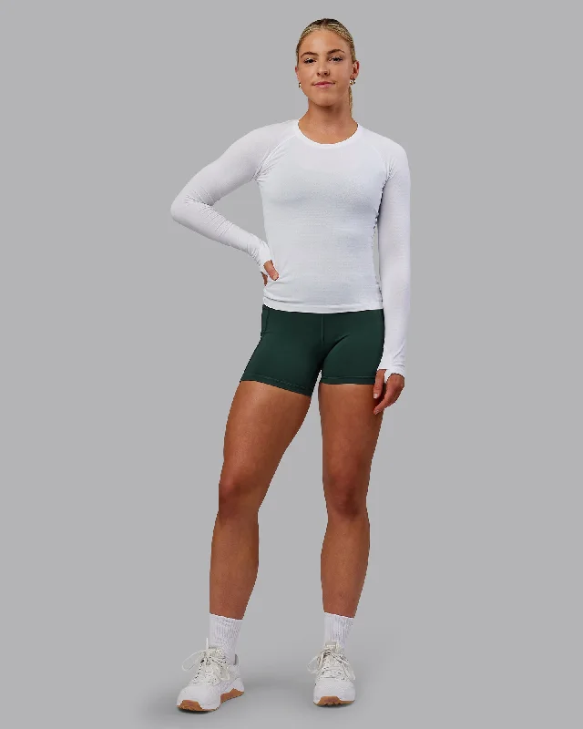 Women's Yoga Tops with Built-In Support -AeroFLX+ Seamless Long Sleeve Tee - White/White Women's Yoga Tops with Built-In Support -AeroFLX+ Seamless Long Sleeve Tee - White/White