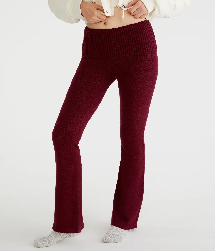 Yoga Shorts for Active Women -Aeropostale Flare Mid-Rise Fold-Over Sweater Pants