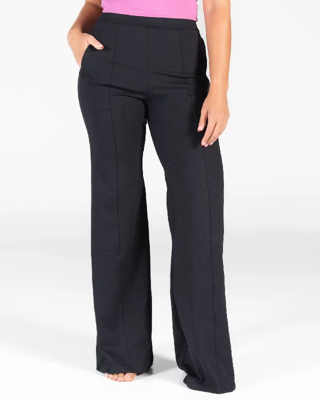 Yoga Pants with Flat Waistband for Comfort -After Hours Pants - Black