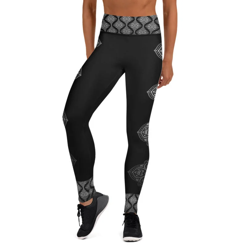 Yoga Pants with 4-Way Stretch -Ahimsa (Silver) High Waist Womens Yoga Leggings
