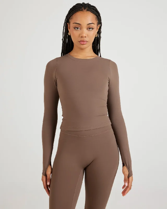 Yoga Tops for Softness and Comfort -Airey Long Sleeve - Light Brown