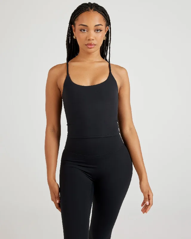 Yoga Tops for Hot Yoga and Stretching -Airey Tank - Black