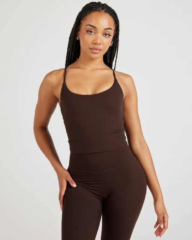 Yoga Tops for Stretching and Strengthening -Airey Tank - Espresso