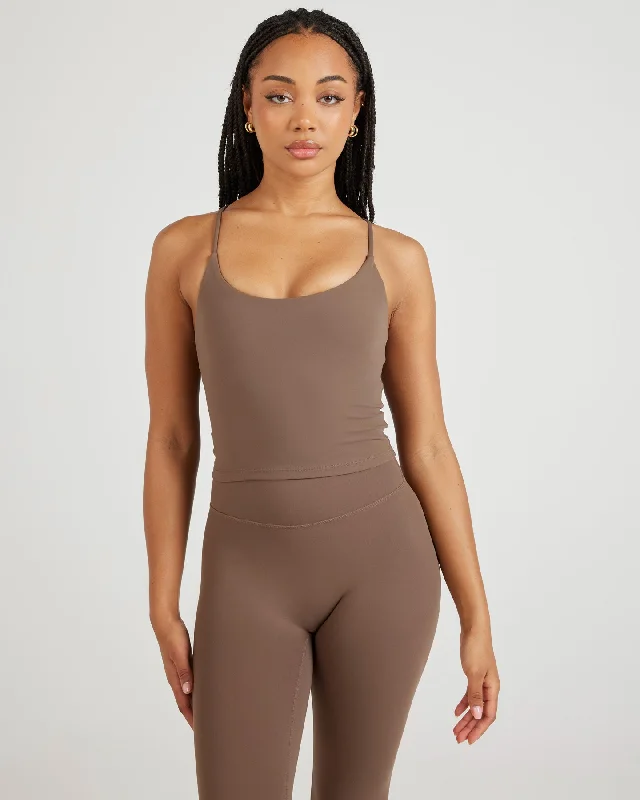 Stylish Yoga Tops for Women’s Fitness -Airey Tank - Light Brown