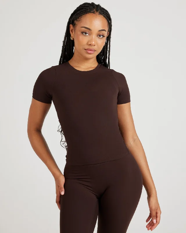 Yoga Tops for Flexibility and Recovery Poses -Airey Tee - Espresso