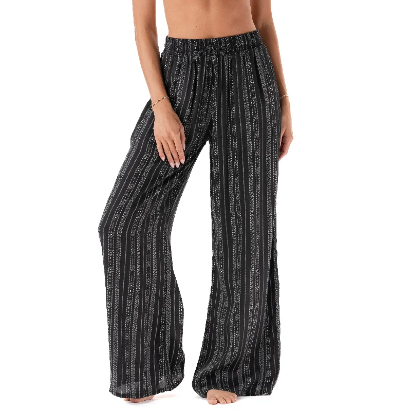 Premium Yoga Pants for Better Stretch -Akha Tribal Print Wide Leg Drawstring Pants