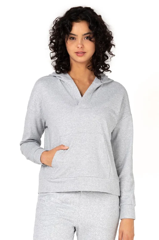 Yoga Tops for Deep Flexibility Movements -Alaska Double Brushed Jacquard Hoodie