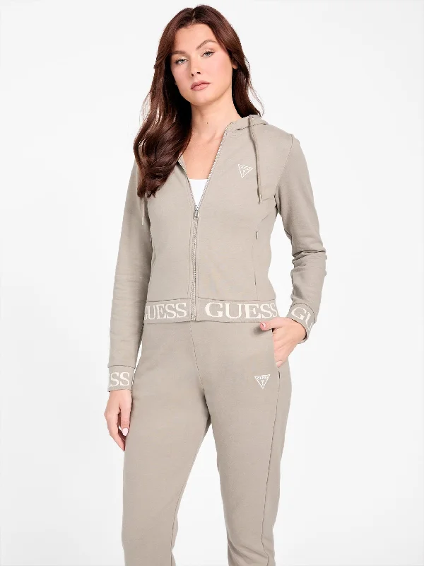 Yoga Shorts for Smooth Flexibility -Alessa Full-Zip Logo Hoodie