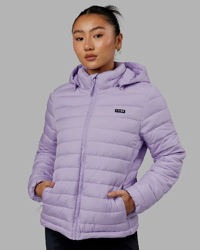 Yoga Tops for Women Who Practice Yoga -All Day Puffer Jacket - Pale Lilac
