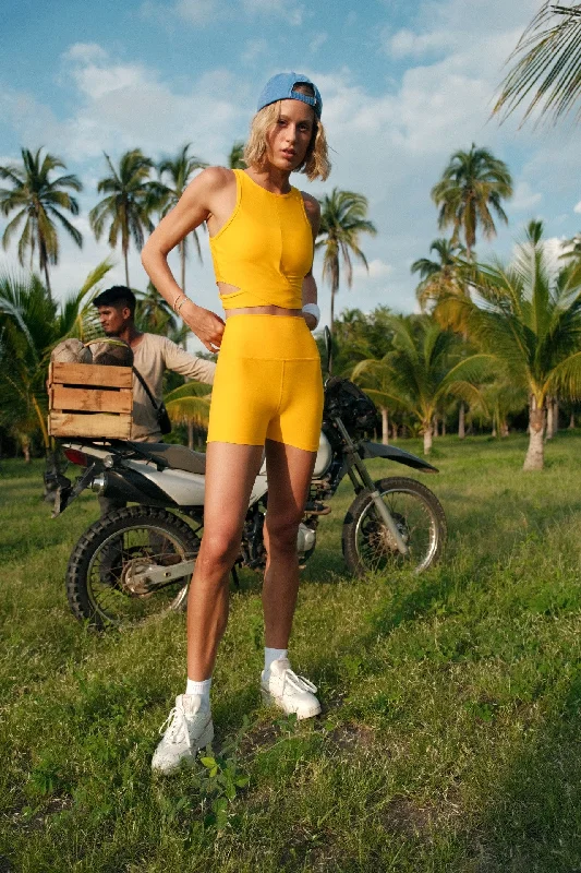 Yoga Shorts for Enhanced Movement -All For Run Shorts - Sunflower Yellow