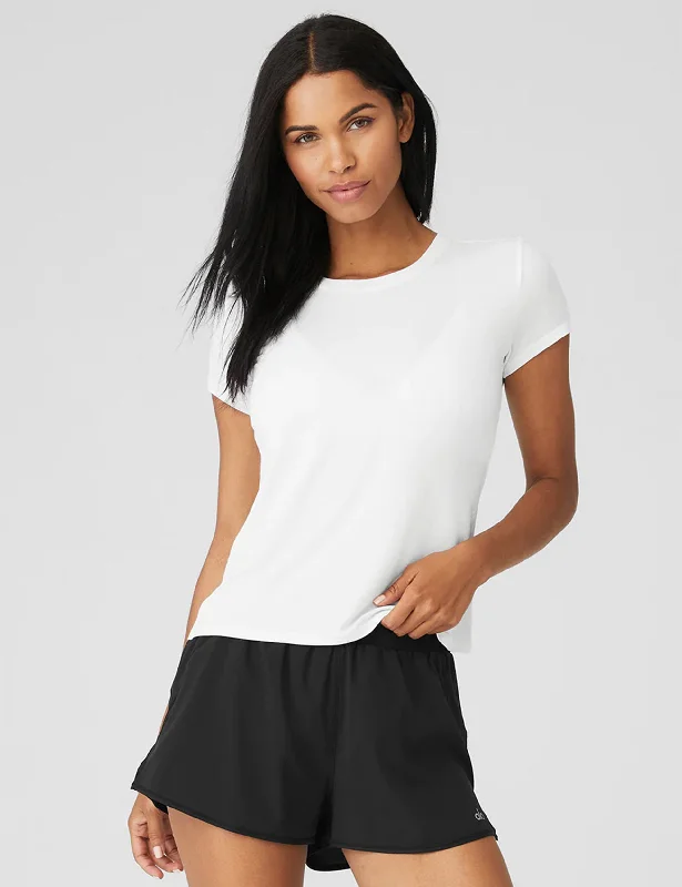 Relaxed Yoga Tops for Women -All Day Short Sleeve - White