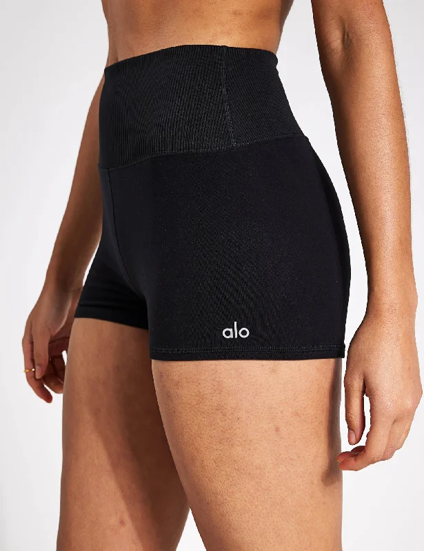 Comfortable Yoga Shorts for Strength Training -Alosoft Aura Short - Black