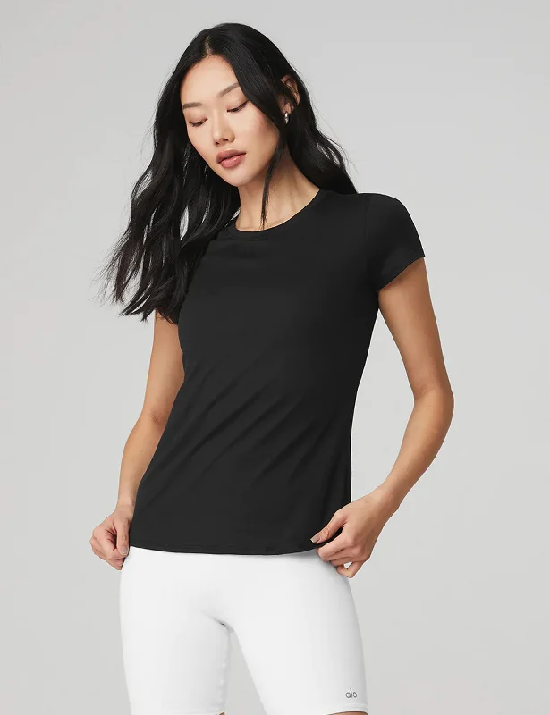 Yoga Tops for Flexibility and Ease -Alosoft Finesse Tee - Black