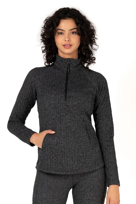 Comfortable Yoga Tops for All-Season Wear -Alpine 1/4 Zip Double Brushed Jacquard Sweater
