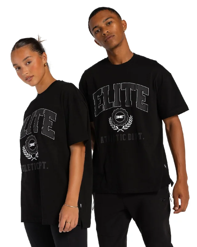 High-Neck Yoga Tops for Yoga Practice -Alumni Tee - Black