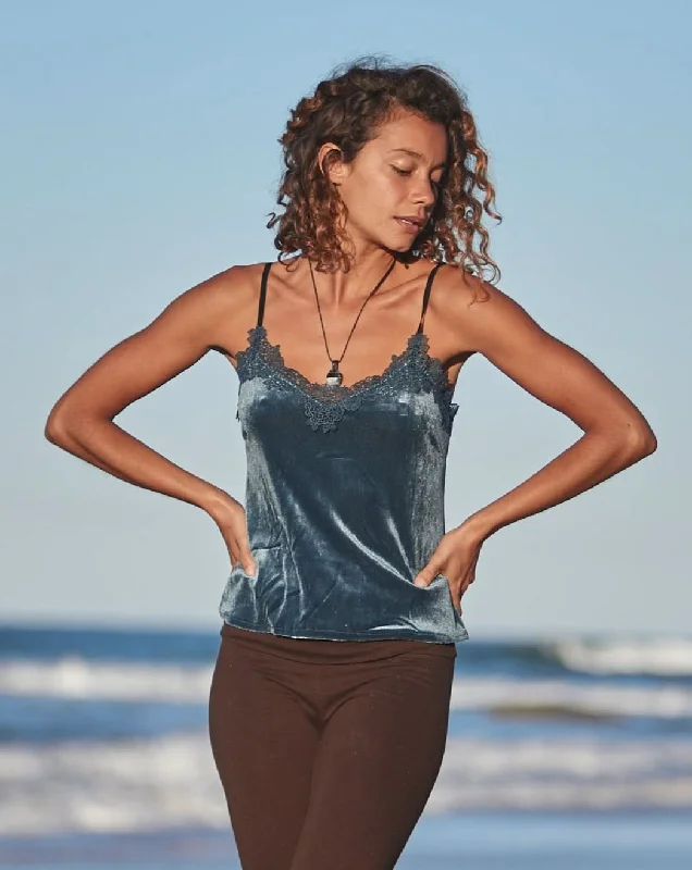 Zip-Up Yoga Tops for Women -Ambience Velvet Tank Top
