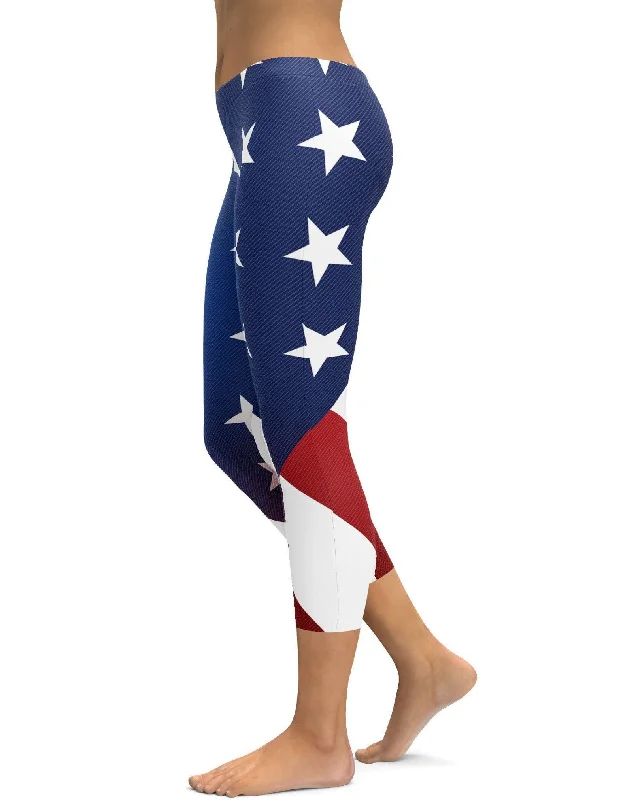 Ultra Comfortable Yoga Pants -American Flag Capris