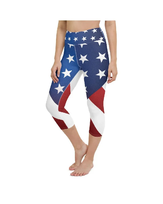 Yoga Pants for Everyday Yoga Practice -American Flag Yoga Capris