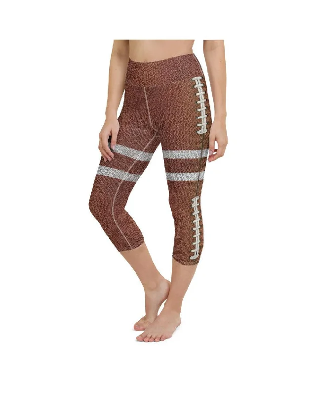 Yoga Pants with Adjustable Waist -American Football Yoga Capris