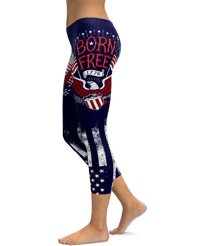 Yoga Pants for Intense Practice -American Patriot - Born Free Capris