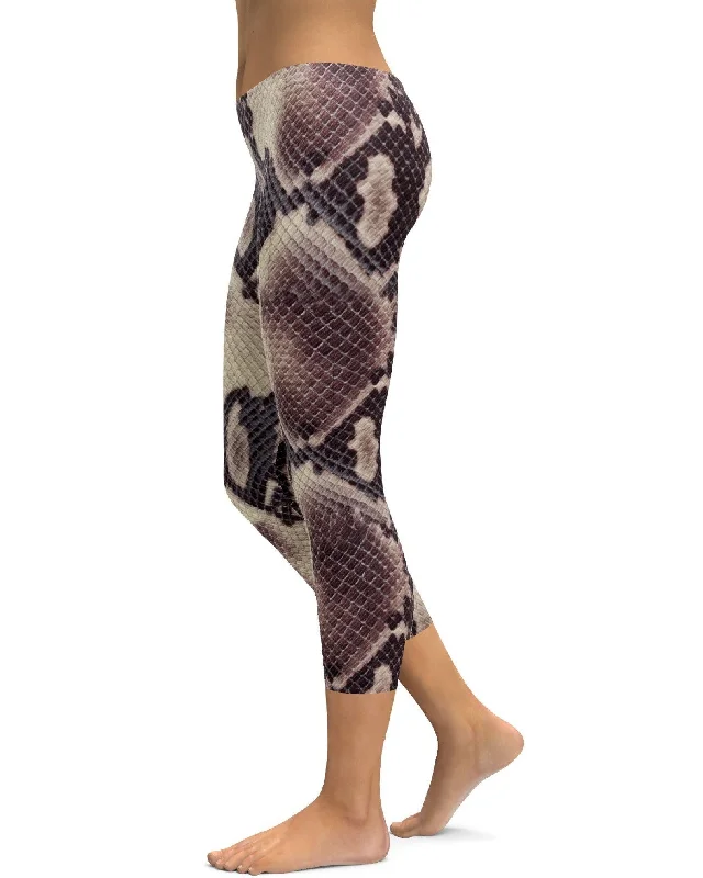 Full Waist Yoga Pants for Yoga -Anaconda Snake Skin Capris