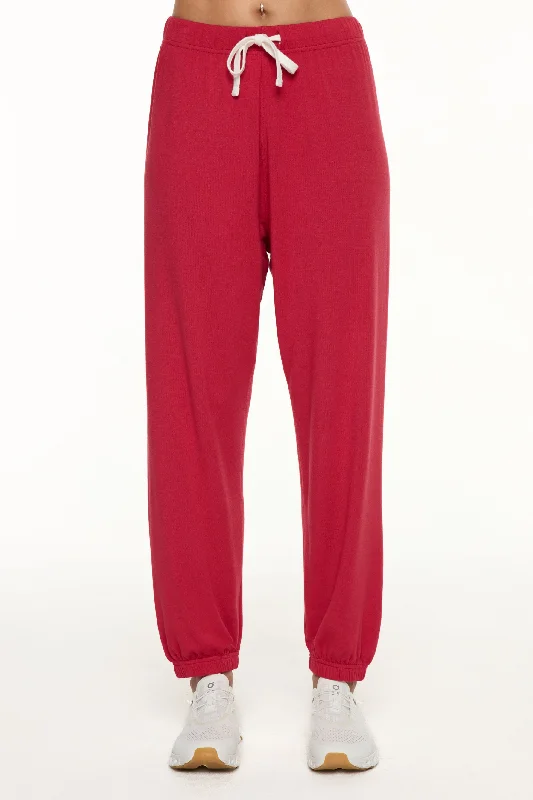 Yoga Pants for Stability and Stretch -Andie Oversized Fleece Sweatpant - Pirate Red