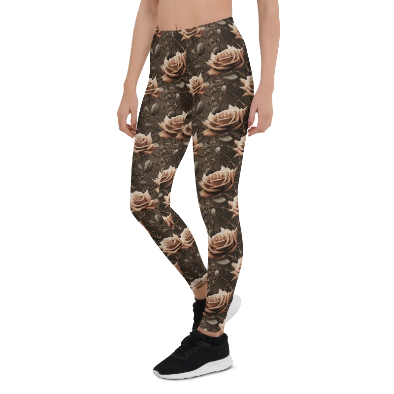 Yoga Pants for Mobility and Strength -Antique Roses and Thorns Leggings