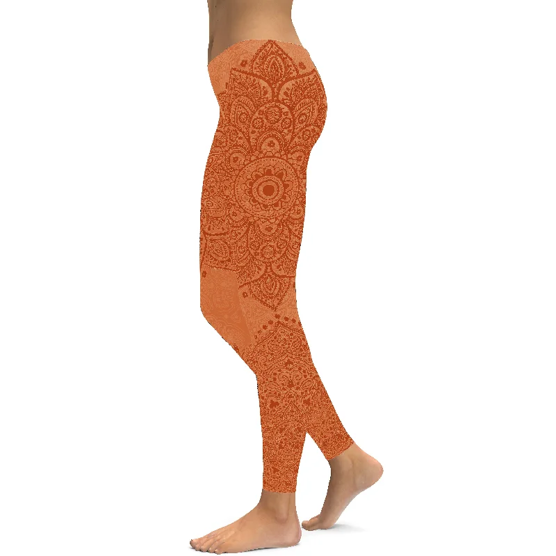 Yoga Pants for Full Movement -Apricot Mandala Leggings