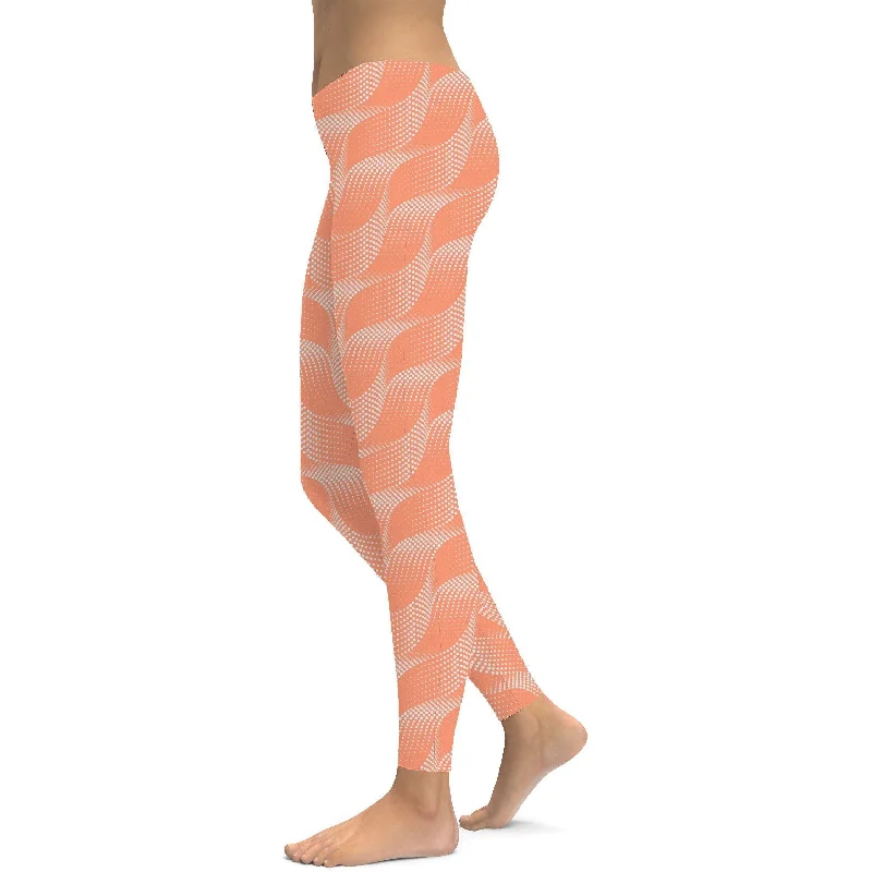 Comfortable Fit Yoga Pants -Apricot Wave Leggings