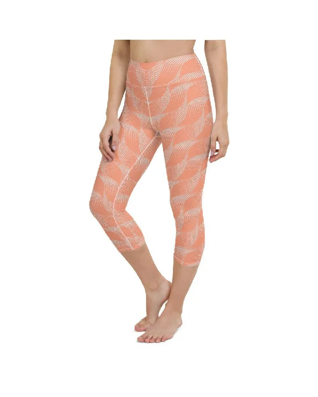 Yoga Pants for Full Coverage -Apricot Wave Yoga Capris