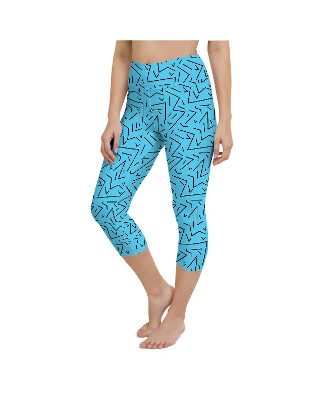 Comfortable Yoga Pants for Hot Weather -Aqua Black Line Yoga Capris