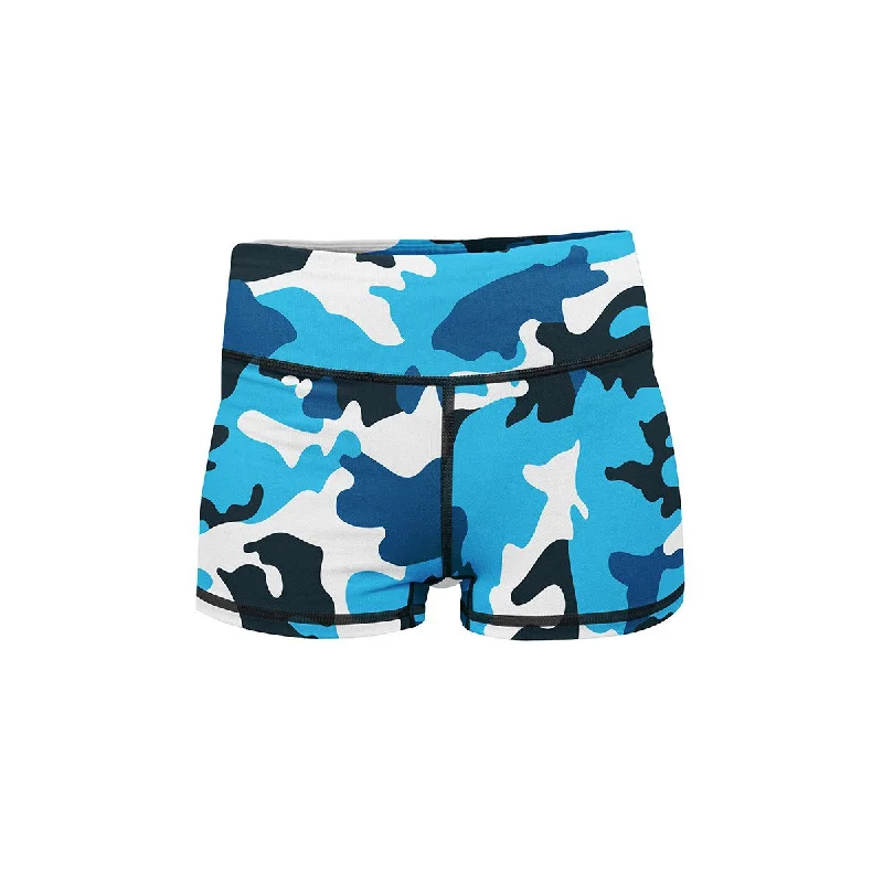 Yoga Shorts for Better Stretch -Aqua Camo Yoga Shorts