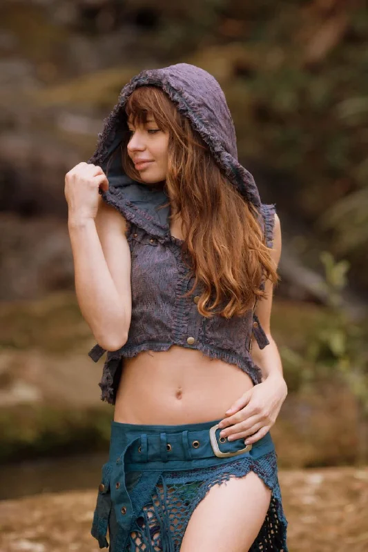 Soft Yoga Tops for Relaxation and Practice -Aquarius Vest - Gray/Blue