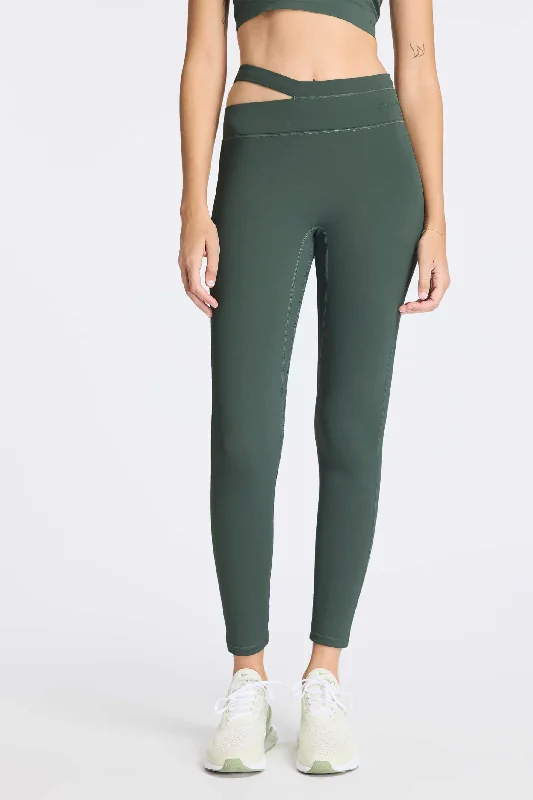 Full-Length Yoga Pants -Aria Asymmetric Legging - Balsam Green