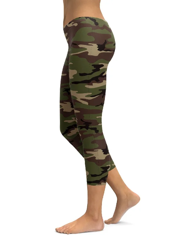 Yoga Pants for High-Performance Poses -Army Camo Capris